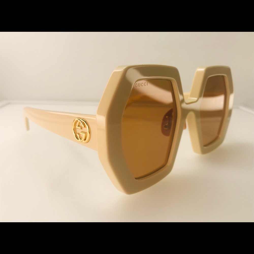 Gucci Ivory / Brown Gg0772s - 002 Oversized Billie Eilish Sunglasses - Picture 4 of 15